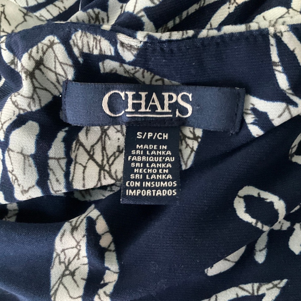 Chaps Navy Floral Print Sleeveless V‎ Neck Babydoll Maxi Dress Women's Size S - Picture 3 of 11